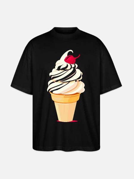 Ice Cream Cone Graphic - Stanley/Stella Blaster Oversized T-Shirt - black