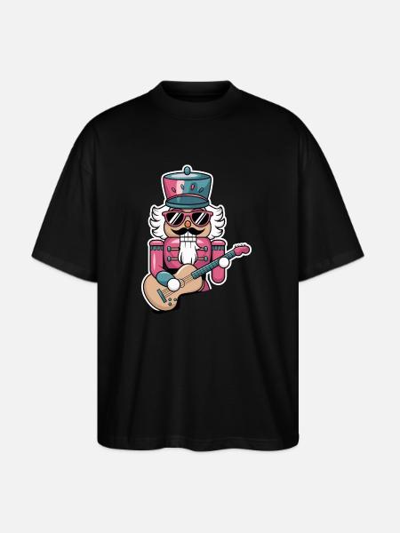 Nutcracker Playing Guitar - Stanley/Stella Blaster Oversized T-Shirt - black