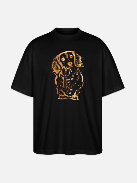 Golden Pup Silhouette Art - Stanley/Stella Blaster Oversized T-Shirt - black