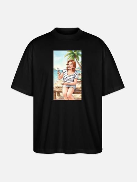 Beach Selfie Moment - Stanley/Stella Blaster Oversized T-Shirt - black