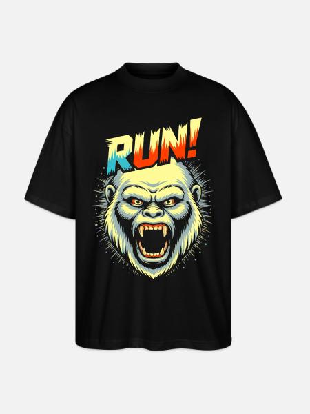 RUN! – Screaming Yeti Face - Stanley/Stella Blaster Oversized T-Shirt - black