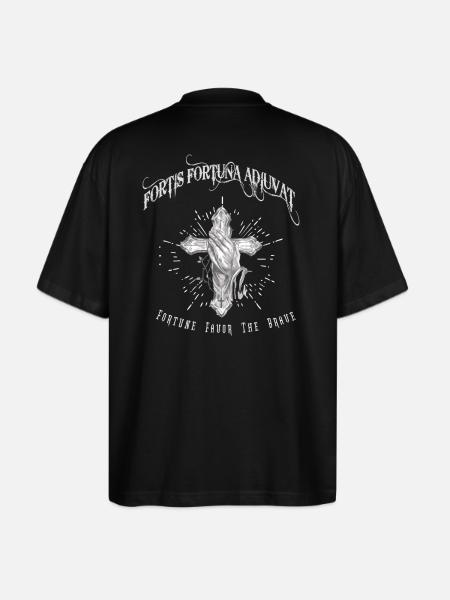 Fortis Fortuna Adiuvat - Cross and Hand Tattoo - Stanley/Stella Blaster Oversized T-Shirt  - black