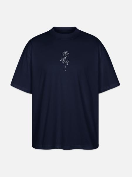 Minimalist Rose Line Art - Stanley/Stella Blaster Oversized T-Shirt - french navy