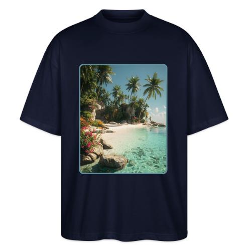 Serene Tropical Beach Floral Design - Stanley/Stella Blaster Oversized T-Shirt 
