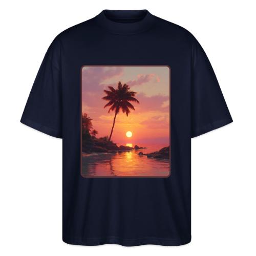 Tropical Beach Sunset Palm Design - Stanley/Stella Blaster Oversized T-Shirt 