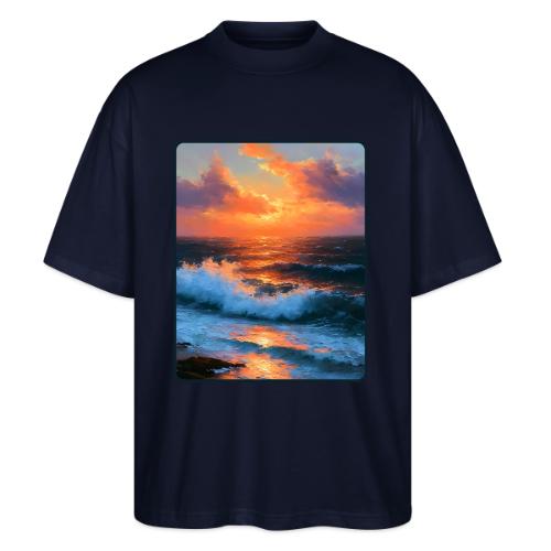 Sunset Storm Waves Oil Painting - Stanley/Stella Blaster Oversized T-Shirt 