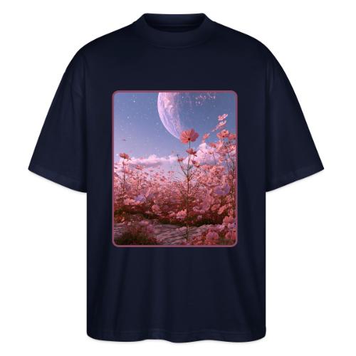 Cosmic Moon & Cosmos Flowers Art - Stanley/Stella Blaster Oversized T-Shirt 