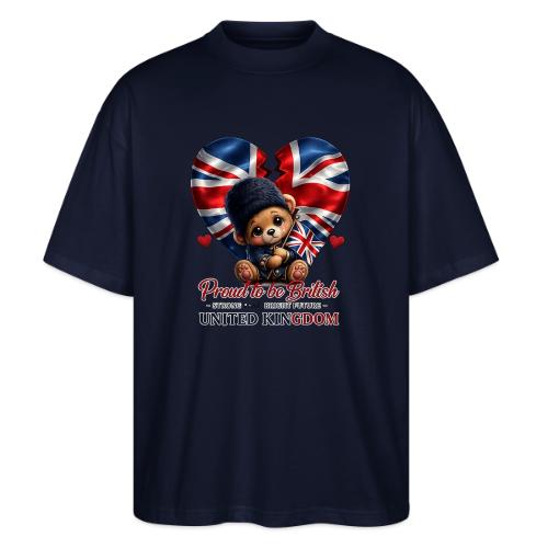 Proud to Be British Teddy Bear UK Patriot Gift - Stanley/Stella Blaster Oversized T-Shirt 