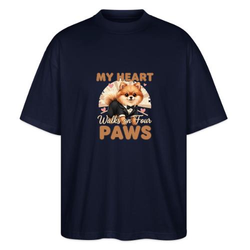 My Heart Walks on Four Paws – Pomeranian tee - Stanley/Stella Blaster Oversized T-Shirt 