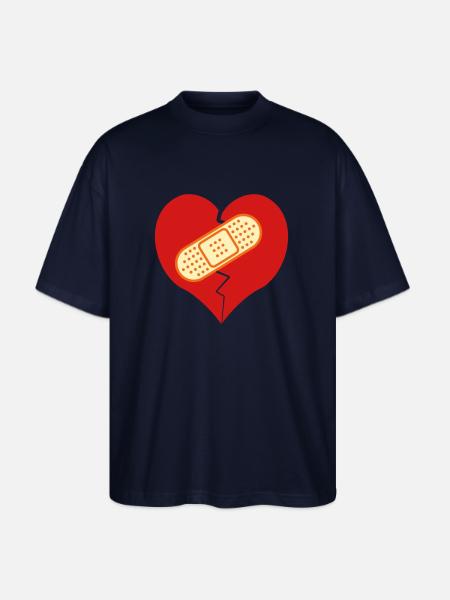 broken heart with bandaid - Stanley/Stella Blaster Oversized T-Shirt - french navy