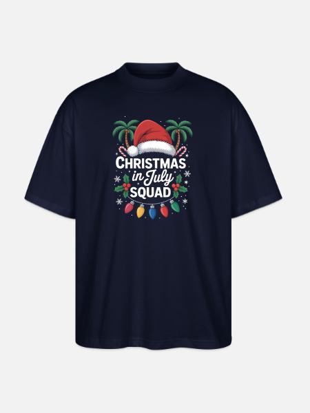 Christmas in July Squad - Stanley/Stella Blaster Oversized T-Shirt  - french navy