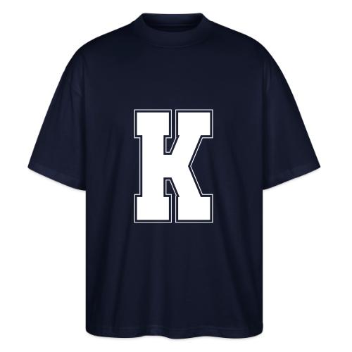 White Letter K – Varsity Alphabet Monogram - Stanley/Stella Blaster Oversized T-Shirt 