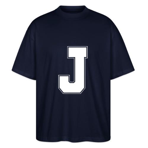 White Letter J – Varsity Alphabet Monogram - Stanley/Stella Blaster Oversized T-Shirt 