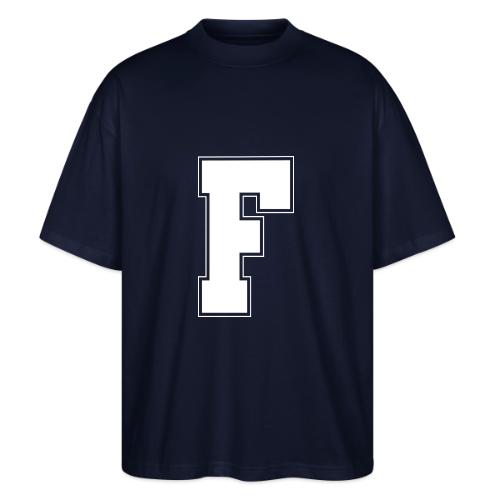 White Letter F – Varsity Alphabet Monogram - Stanley/Stella Blaster Oversized T-Shirt 