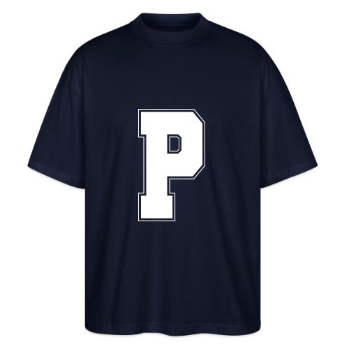 White Letter P – Varsity Alphabet Monogram - Stanley/Stella Blaster Oversized T-Shirt 