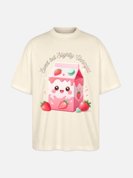 Sweet but Slightly Unhinged Milkbox - Stanley/Stella Blaster Oversized T-Shirt - natural raw