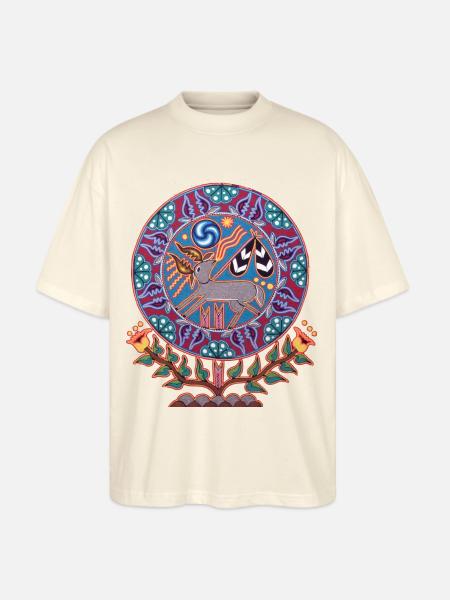 Native Huichol Peyote Deer - Stanley/Stella Blaster Oversized T-Shirt  - natural raw