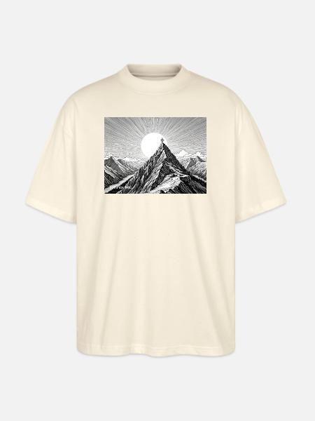 Sunlit Peak Line Art - Stanley/Stella Blaster Oversized T-Shirt  - natural raw