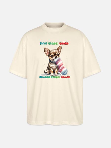 Chihuahua Sock Munching - Stanley/Stella Blaster Oversized T-Shirt  - natural raw