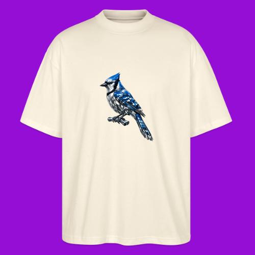 Silver Blue Jay on Perch - Stanley/Stella Blaster Oversized T-Shirt 