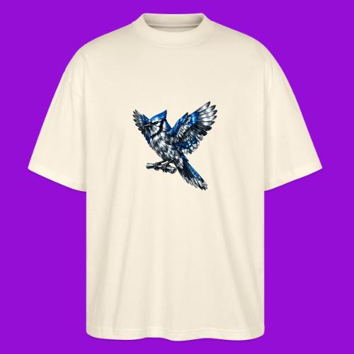 Silver Blue Jay Open Wing Perch - Stanley/Stella Blaster Oversized T-Shirt 