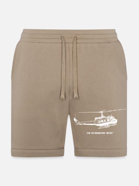 Huey Shadow Helicopter Silhouette - Bella + Canvas Unisex Short - tan
