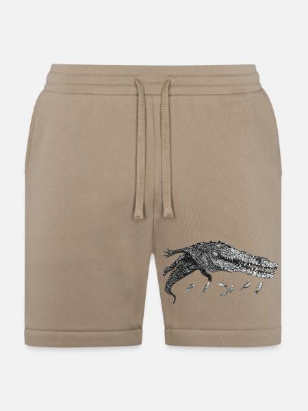 Fishing for swimming crocodiles. - Bella + Canvas Unisex Short - tan