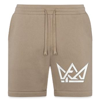 Mono Crown | white Metallic Geometric Chest Logo - Bella + Canvas Unisex Short - tan - Front