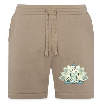 Lotus Calm Meditation Silhouette - Bella + Canvas Unisex Short - tan - Front
