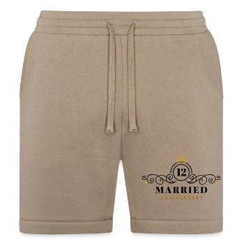Celebrating 12 Years of Marriage - Bella + Canvas Unisex Short - tan - Front