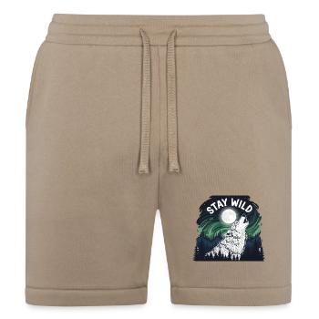 Stay Wild: Howling Wolf Moon & Forest Design - Bella + Canvas Unisex Short - tan - Front
