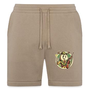 Camo Egg Hunter Parody with Antlers - Bella + Canvas Unisex Short - tan - Front