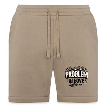 Problem Checkered Bold Text - Bella + Canvas Unisex Short - tan - Front