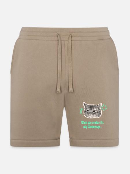 Wednesday Cat Halftone Meme - Bella + Canvas Unisex Short - tan