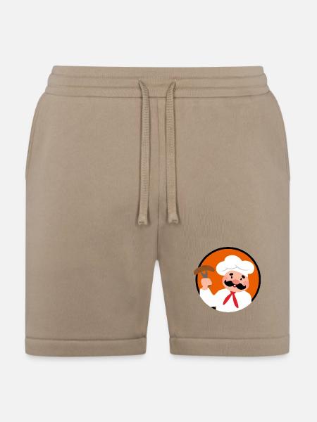 Cheerful Cartoon Chef with Sausage - Bella + Canvas Unisex Short - tan
