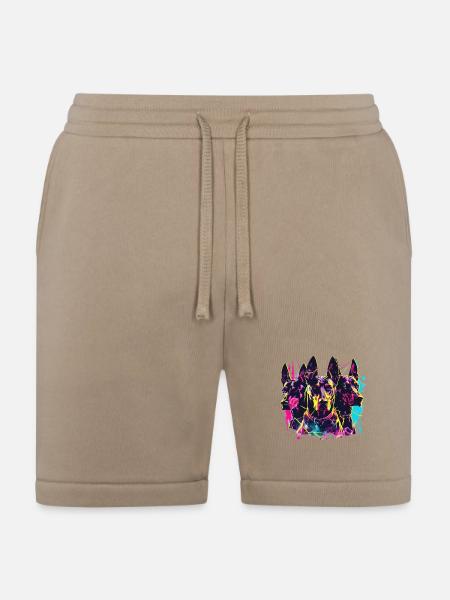 Neon Doberman Trio Splash - Bella + Canvas Unisex Short - tan