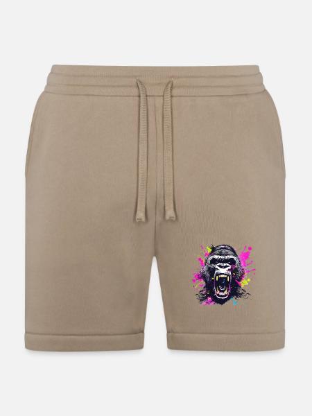 Neon Splash Gorilla Roar - Bella + Canvas Unisex Short - tan