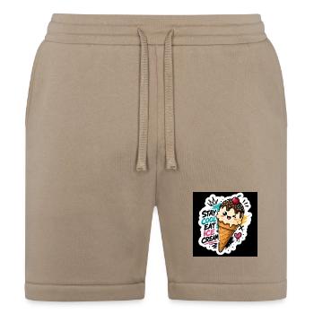 Stay Cool Ice Cream Cone Sticker Tee - Bella + Canvas Unisex Short - tan - Front