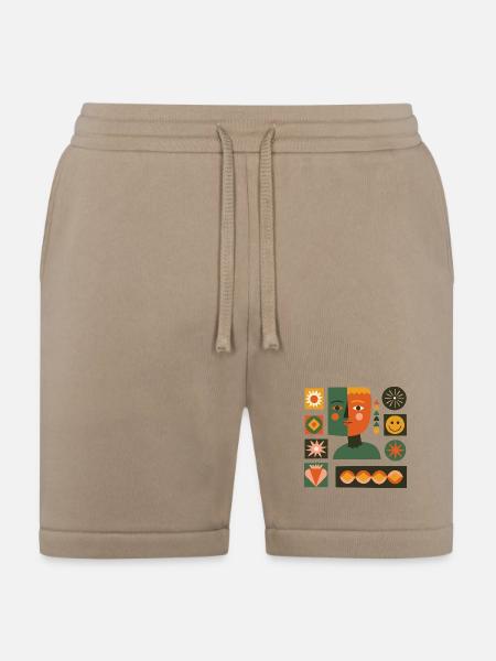 Dual-Tone Geometric Portrait - Bella + Canvas Unisex Short - tan