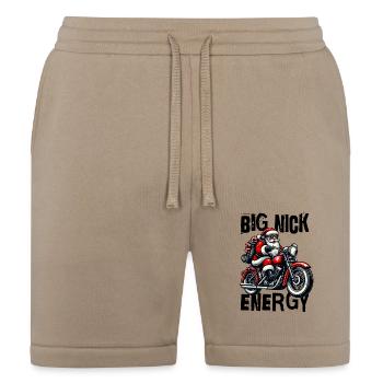 Big Nick Energy - Santa on a Motorcycle - Bella + Canvas Unisex Short - tan - Front