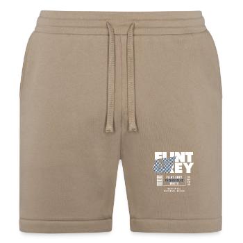 Flint Grey French Blue White Label - Bella + Canvas Unisex Short - tan - Front