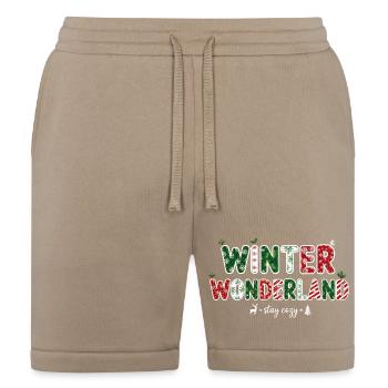 "Winter Wonderland" Festive Holiday Typography Art - Bella + Canvas Unisex Short - tan - Front