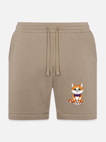 Orange Cat Bowtie Charm - Bella + Canvas Unisex Short - tan
