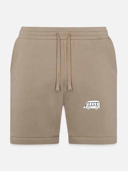 Minimalist Bus Sketch in Motion - Bella + Canvas Unisex Short - tan