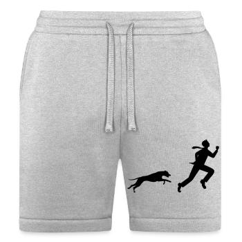 man running away from dog - Bella + Canvas Unisex Short - heather gray - Front