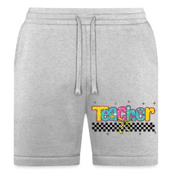 Retro Teacher Checkered Last Day of School - Bella + Canvas Unisex Short - heather gray - Front