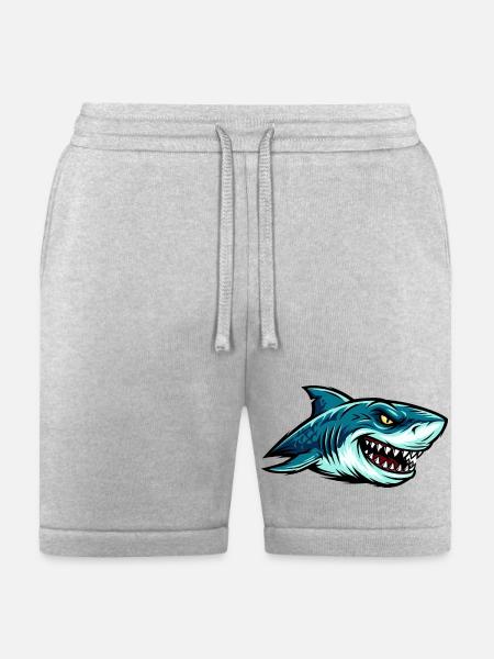 Shark Fury Illustration - Bella + Canvas Unisex Short - heather gray