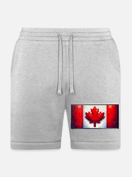 Pixel Maple Flag - Bella + Canvas Unisex Short - heather gray