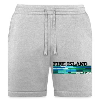 Fire Island groovy blues greens water taxi ferry - Bella + Canvas Unisex Short - heather gray - Front