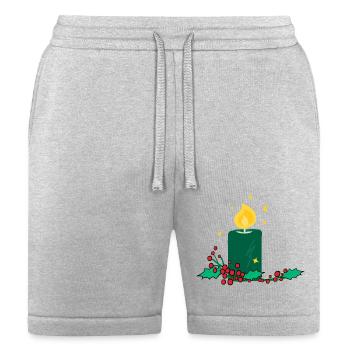 Christmas candle and holly berry - Bella + Canvas Unisex Short - heather gray - Front